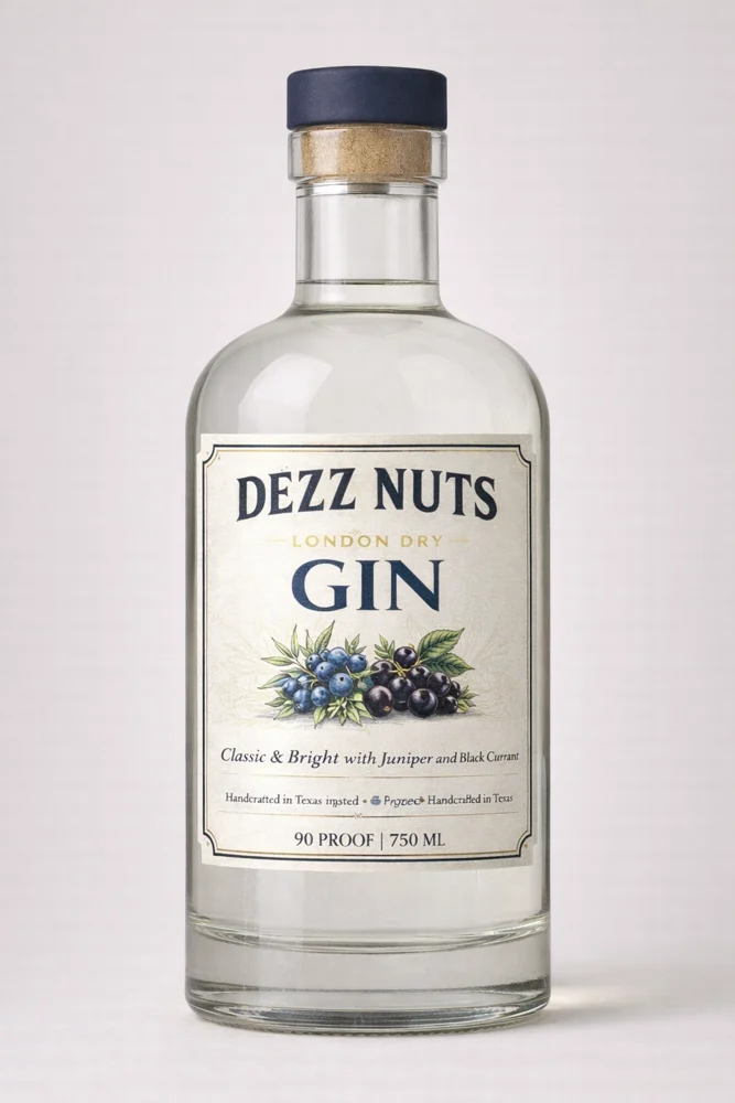 Dezz Nuts London Dry Gin bottle